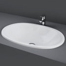 Oval ceramic countertop basin with chrome mixer