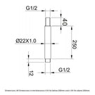 rak-showering-black-ceiling-mounted-round-shower-arm-250mm---rakshw0004b-