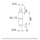 rak-showering-black-ceiling-mounted-rectangular-shower-arm-250mm---rakshw0002b-