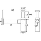 methven-krome-matte-black-1-14-bottle-trap-with-wall-extension-vsn625bk-