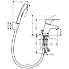 hansgrohe-focus-chrome-basin-mixer-tap-70-with-bidet-spray--shower-hose-160cm-