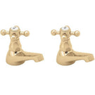 Traditional gold finish cross handle basin taps