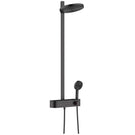 Black floor-standing bath shower mixer tap
