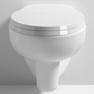 White ceramic wall-mounted urinal with flush inlet
