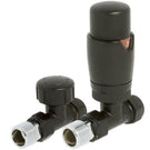 Black angled thermostatic radiator valve set