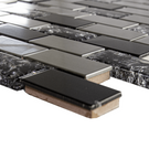 luxury-textured-black-glass--brushed-steel-mix-mosaic-wall-tiles-sheet-8mm-