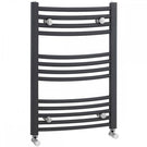 Matt black curved heated towel radiator