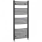 Chrome ladder heated towel rail front view.