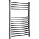 Ladder-style chrome towel rail radiator.