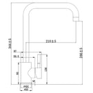 Technical drawing of modern kitchen faucet design