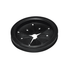 Black circular soap dish with drainage holes