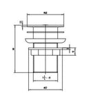 Technical diagram with faucet dimensions
