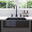Black modern pull-down spray kitchen mixer tap