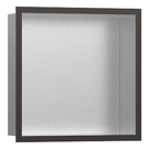 hansgrohe-xtrastoris-individual-300300100-brushed-stainless-steel-wall-niche-with-brushed-black-chrome-frame-