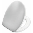 White ceramic toilet seat cover with soft close