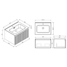 Technical drawing of compact vanity basin unit