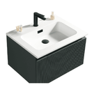 Square countertop basin with chrome mixer tap