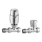 Chrome angled towel rail valves set.