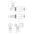 Technical drawing of chrome towel rail.