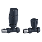 Matte black angled radiator valves pair