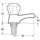 Technical drawing of single lever mixer faucet