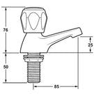 Technical drawing of single lever basin mixer tap
