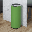 Green cylindrical kitchen trash bin