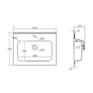 Technical drawing of vanity unit with basin