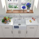 White double bowl ceramic farmhouse sink