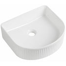 White ceramic corner wall-hung basin with round edges