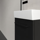 villeroy--boch-avento-volcano-black-350mm-wall-hung-vanity-unit-with-black-handles--basin-tap-on-left-
