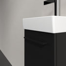 villeroy--boch-avento-volcano-black-350mm-wall-hung-vanity-unit-with-black-handles--basin-tap-on-right-