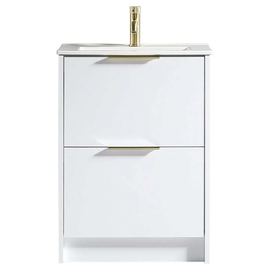 Astini Sora 600mm Two Drawer Floor Standing Vanity Unit & Ceramic Basin