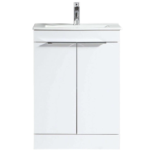 Astini Sora 600mm Two Door Floor Standing Vanity Unit & Ceramic Basin