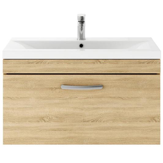 Nuie Athena Natural Oak Wall Hung 800mm Cabinet & Basin 1 - ATH059A