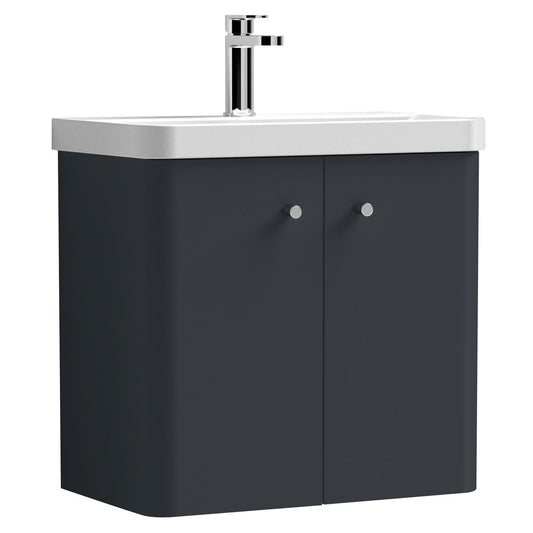 Nuie Core 600mm Wall Hung 2-Door Vanity Unit & Basin with Gloss, Matte, and Satin Finishes