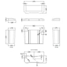 Hudson Reed Richmond White Low Level Cistern ONLY with Ceramic Lever Fittings NCS871B - Dimensions