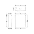 Hudson Reed Luna White Back to Wall Close Coupled Cistern ONLY NCU601 - Dimensions
