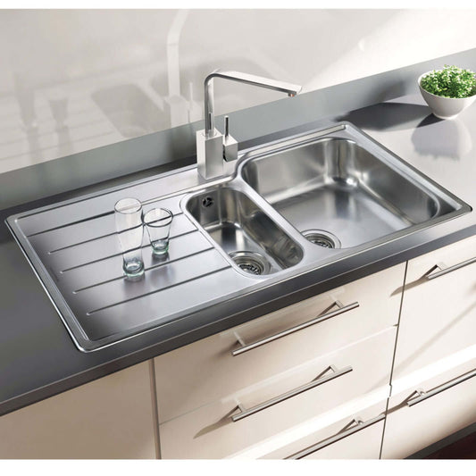 Rangemaster Oakland 1.5 Bowl Brushed Stainless Steel Kitchen Sink & Waste OL9852