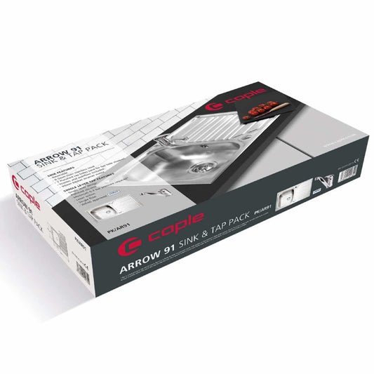 Caple Arrow 1.0 Bowl Satin Stainless Steel Kitchen Sink & Tap PK/AR91