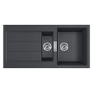 Black double kitchen sink with drainer