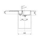 Technical drawing of chrome kitchen faucet dimensions