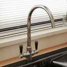Stainless steel curved spout kitchen sink faucet
