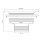 Technical drawing of a mechanical component with dimensions