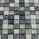 Textured Blue Iridescent Glass & Ivory Stone Mosaic Wall Tiles Sheet 8mm
