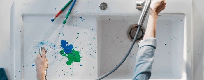 shows a sink that requires cleaning 