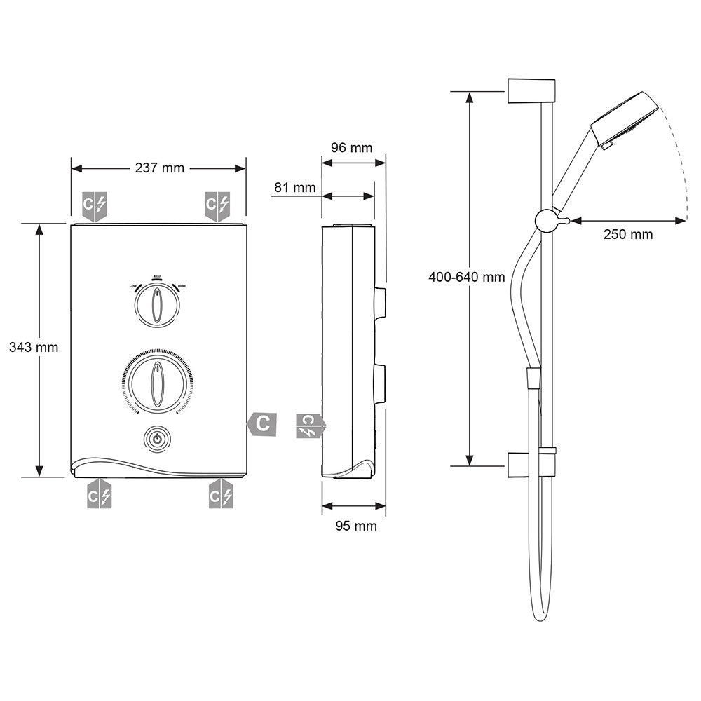 Mira Sport 9.0kW Multi-Fit Chrome & White Electric Shower 1.1746.833