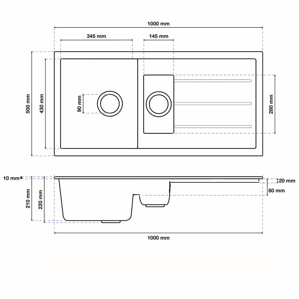 Astini Elmo 150 1.5 Bowl Granite Reversible Kitchen Sink & Waste