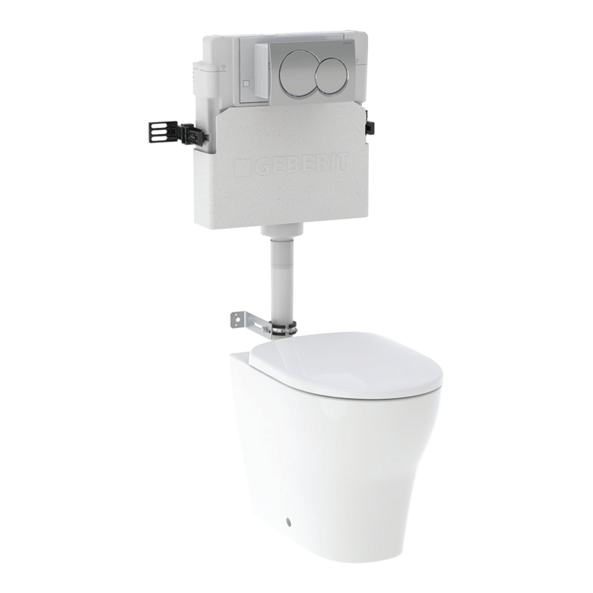 Geberit Wall-Hung 4-in-1 Frame, Flush Plate, Selnova Rimless Pan & Soft Close Seat Pack