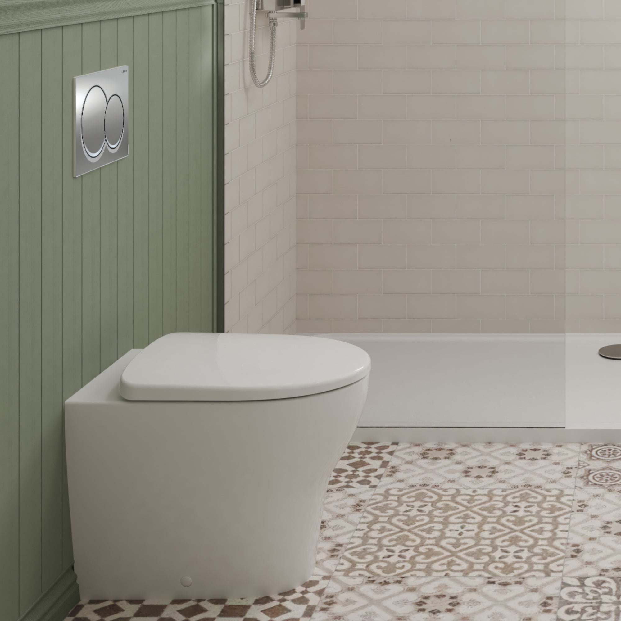 Geberit Wall-Hung 4-in-1 Frame, Flush Plate, Selnova Rimless Pan & Soft Close Seat Pack